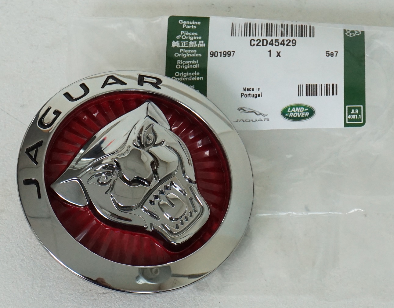 Genuine Jaguar RED Growler Front grille badge XF C2D45429 XFRS XF RS